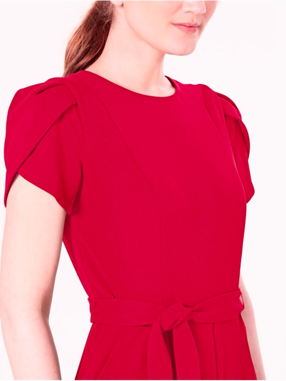 CALVIN KLEIN Jumpsuit Cropped Tulip Sleeve Belted Round Neck Pockets Back Zip - Picture 6 of 14
